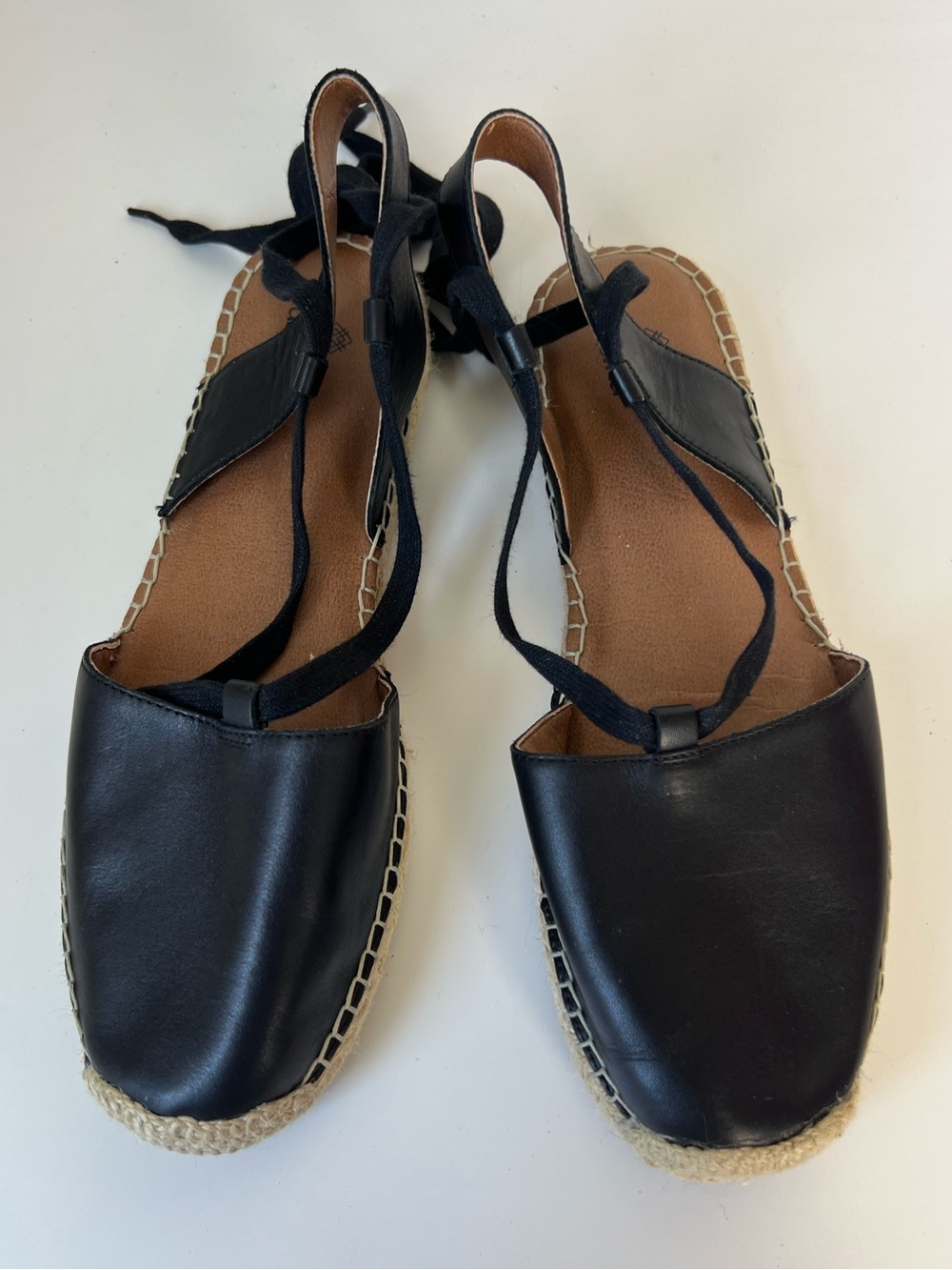 Susina Black Lace Up Espadrille Flats Women’s Size 9 Coastal Minimalist